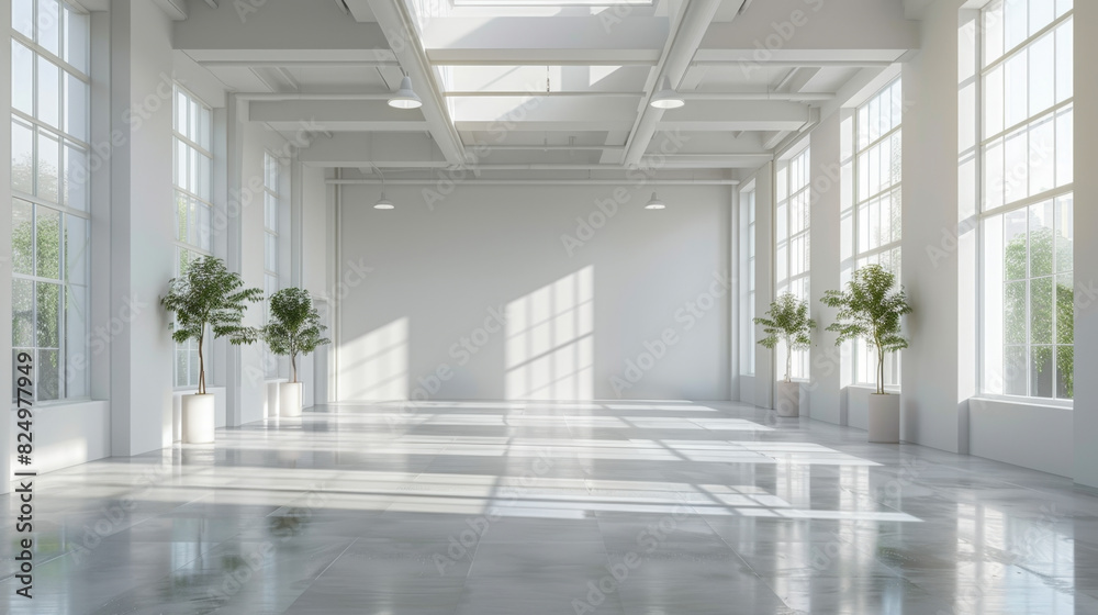 Spacious empty showroom with natural light and high ceilings Spacious empty showroom with natural light and high ceilings