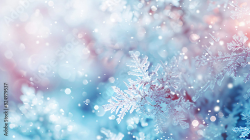 Winter gentle sparkle snowy blurry background in light © Gefer