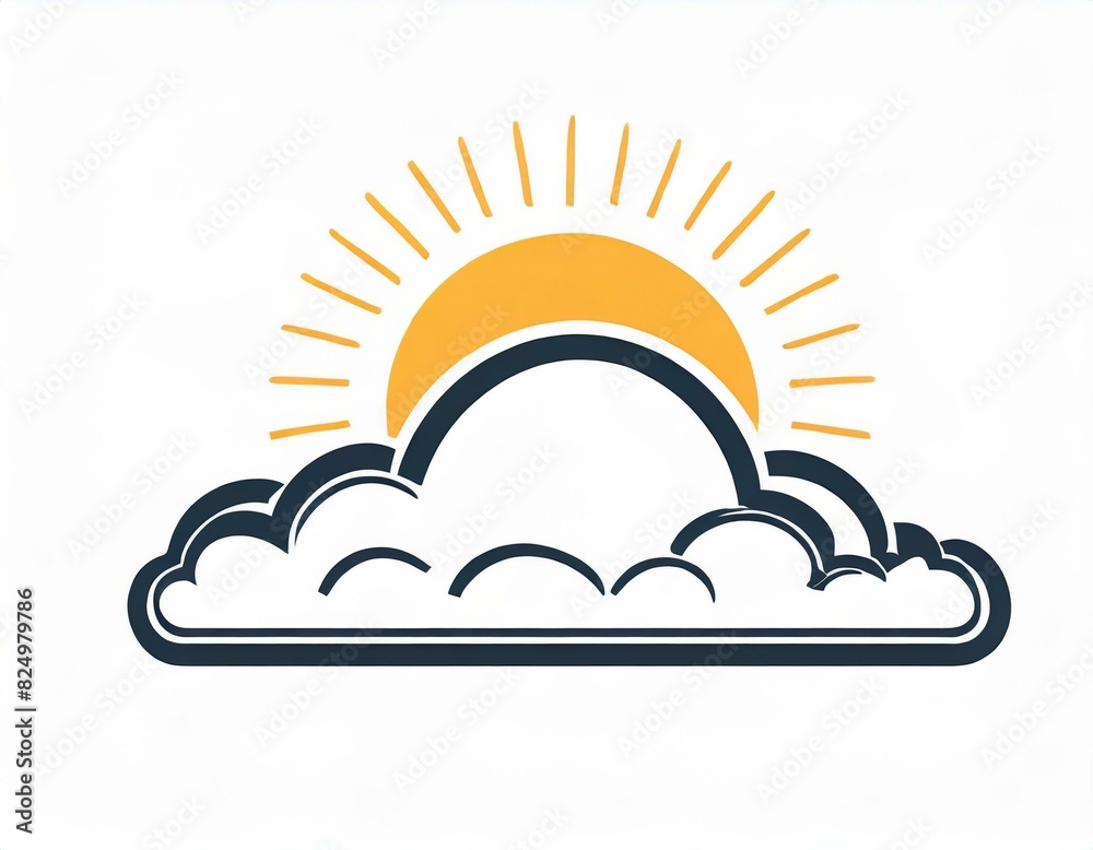 sun behind the clouds icon, vector image on white background, weather forecast, sunny cloudy weather sun behind the clouds icon, vector image on white background, weather forecast, sunny cloudy weather