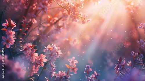 abstract nature background with spring blooming flowers  spring blossoms landscape