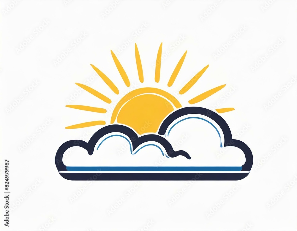 sun behind the clouds icon, vector image on white background, weather forecast, sunny cloudy weather sun behind the clouds icon, vector image on white background, weather forecast, sunny cloudy weather
