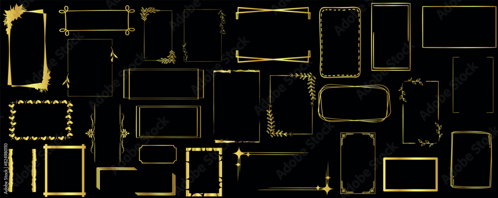rectangle frame vector set, Elegant gold frame collection. Vector ...