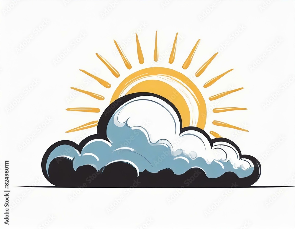 sun behind the clouds icon, vector image on white background, weather forecast, sunny cloudy weather sun behind the clouds icon, vector image on white background, weather forecast, sunny cloudy weather