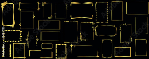 rectangle frame vector set, Elegant gold frame collection. Vector decorative borders, luxury design elements, perfect for invitations, cards, and stylish projects.
