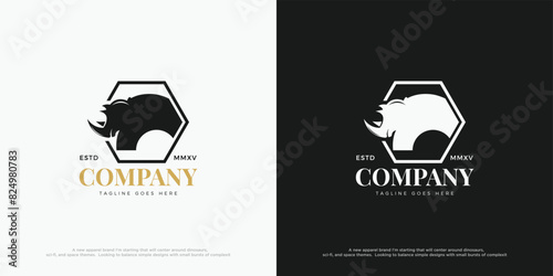Set of logos and rhino silhouettes with different color concepts according to their use. photo