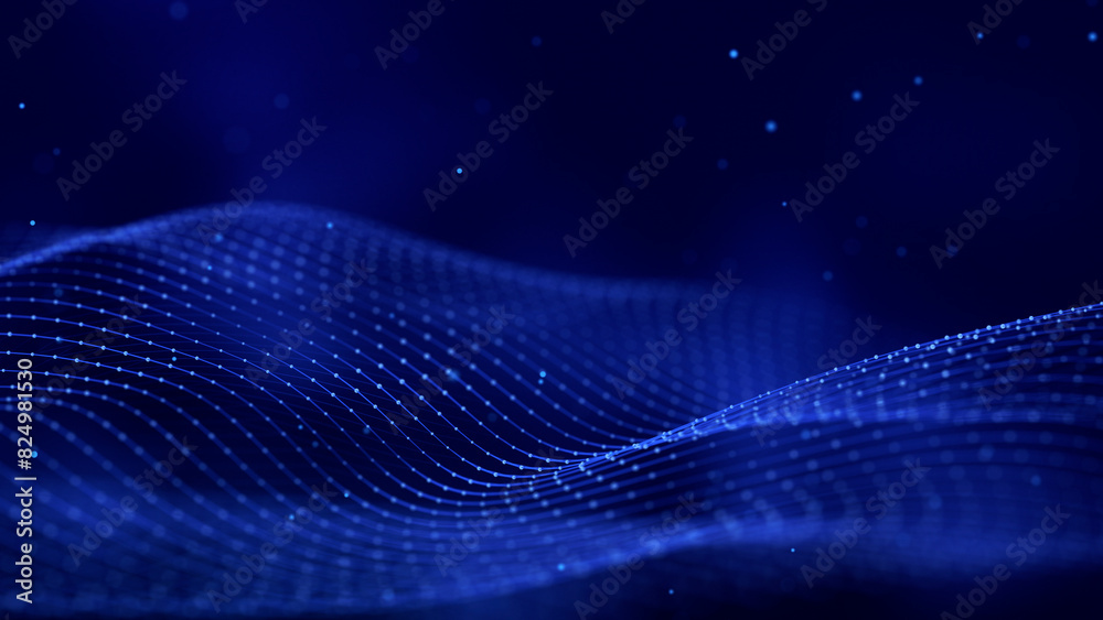 Digital technology background. Dynamic wave of glowing points. Futuristic background for presentation design. 3d rendering.	
