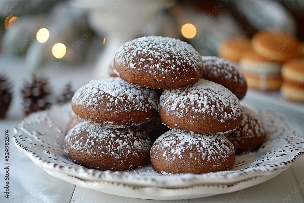 Pfeffernüsse - Spiced cookies covered in powdered sugar.