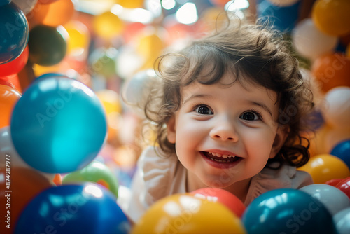 Cute children in playground playroom territory having fun playful childish mood made by Generative AI