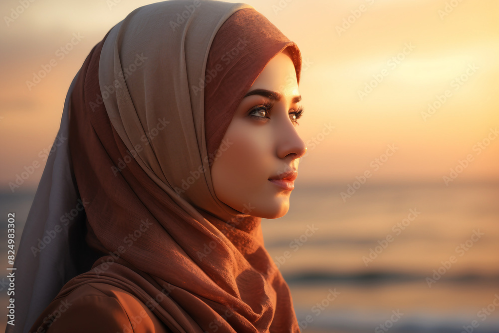 Arabian woman in hijab living her life in modern city have shopping working traveling abilities, Generative AI Arabian woman in hijab living her life in modern city have shopping working traveling abilities, Generative AI