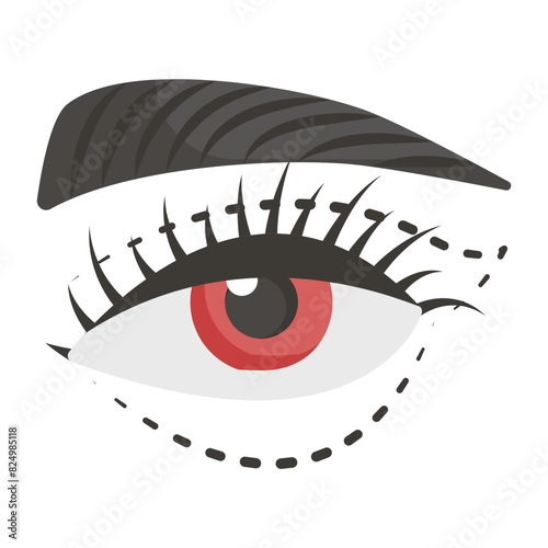 Blepharoplasty concept, redefine the Eyebrows lines vector flat design, plastic surgeon Symbol,  body contouring Sign, Beauty treatment stock illustration