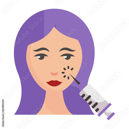 Mini Facelift Using Profound RF Microneedle concept, Liquid and injectable facelifts vector flat design, plastic surgeon Symbol,  body contouring Sign, Beauty treatment illustration