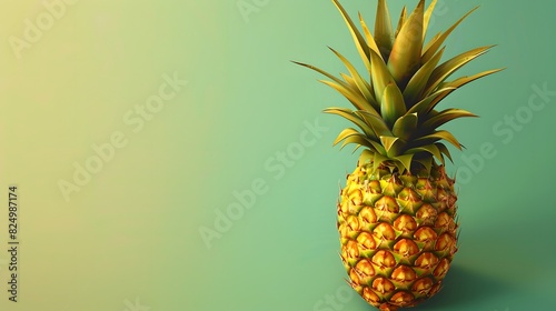 Illustrate a vector image of a pineapple on a gradient background  with hues transitioning from golden yellow to lush green
