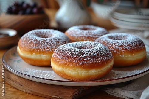 Quarkb  llchen - Small  round donuts dusted with powdered sugar. 