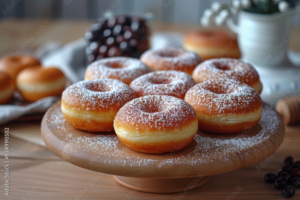 Quarkbällchen - Small, round donuts dusted with powdered sugar. Quarkbällchen - Small, round donuts dusted with powdered sugar.