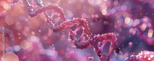Closeup of mutated DNA under a microscope, Watercolor Style, Soft Colors, High Resolution, Showcasing genetic mutations photo