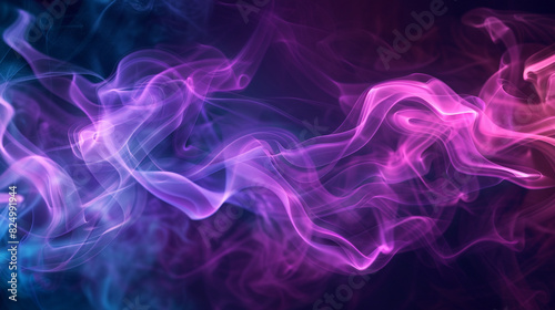 Gentle tendrils of light smoke in vibrant purple and pink, creating an ethereal pattern on a dark background