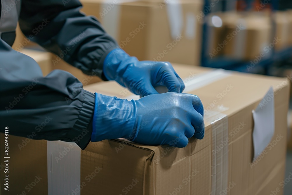 Worker Sealing Box with Tape in Warehouse
Worker Sealing Box with Tape in Warehouse
