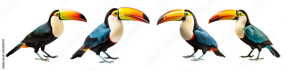 Collection set of toucan isolated on transparent background Collection set of toucan isolated on transparent background