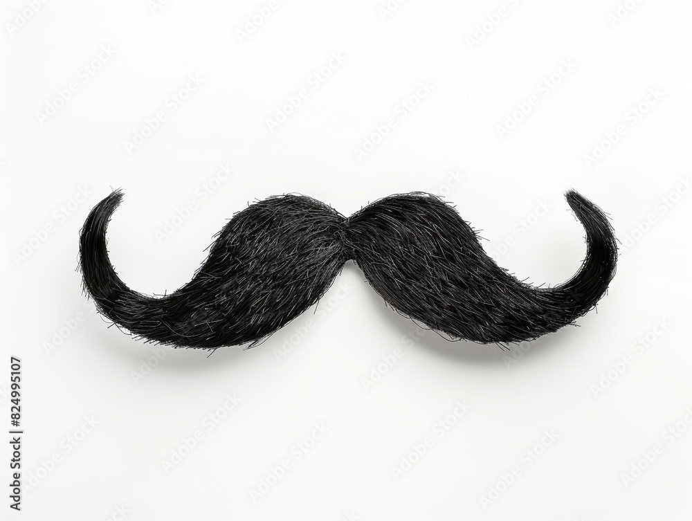 Solitary black mustache against a white backdrop.