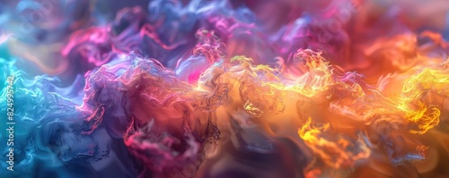 Contagion particles swirling in a psychedelic pattern, Psychedelic, Bright Neon Colors, Digital Art, Depicting unseen spread photo