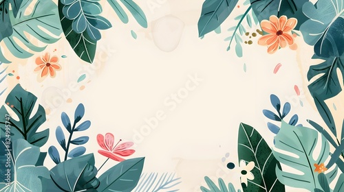 Botanical Floral Frame Design with Empty Space for Juneteenth Background