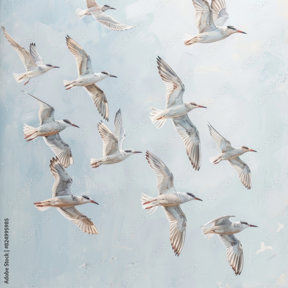 Obraz premium flock of seagulls flying