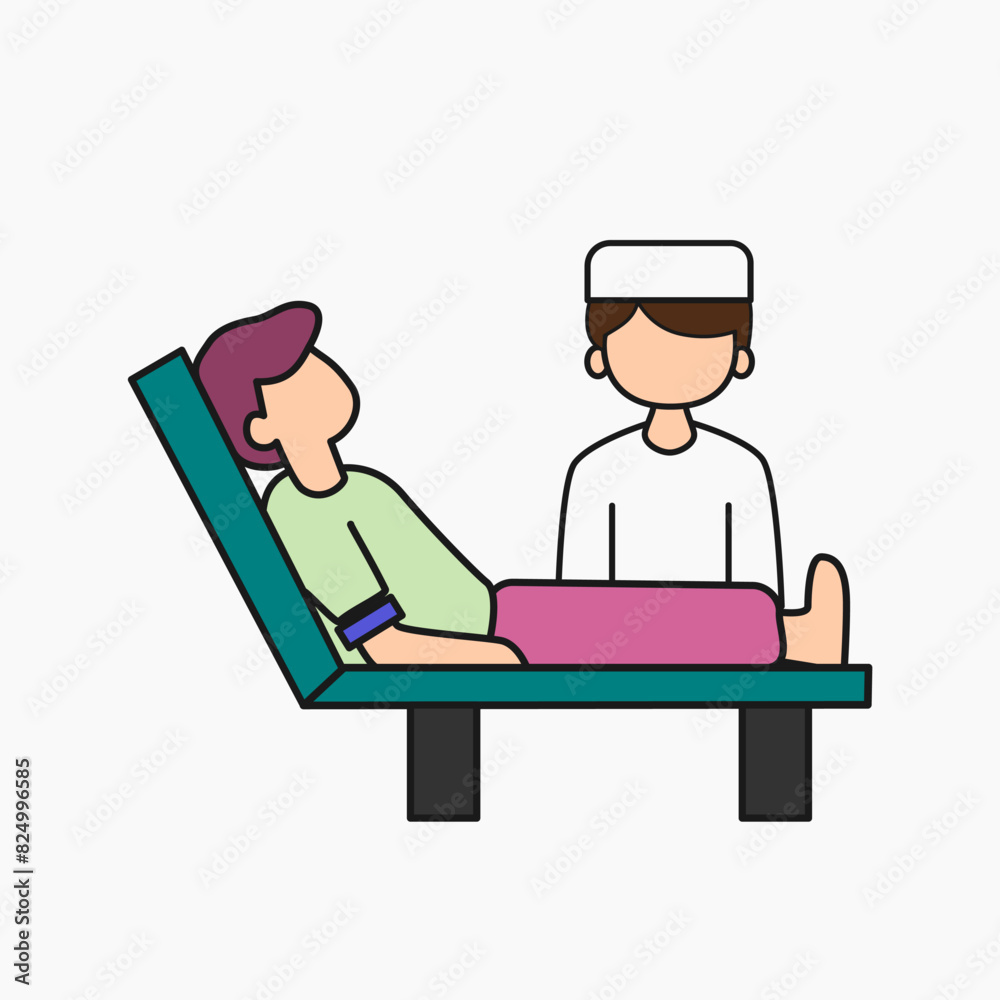 illustration of a patient with a nurse illustration of a patient with a nurse
