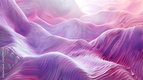 Ethereal Emanations: 3D Digital Waves in Pink and Purple