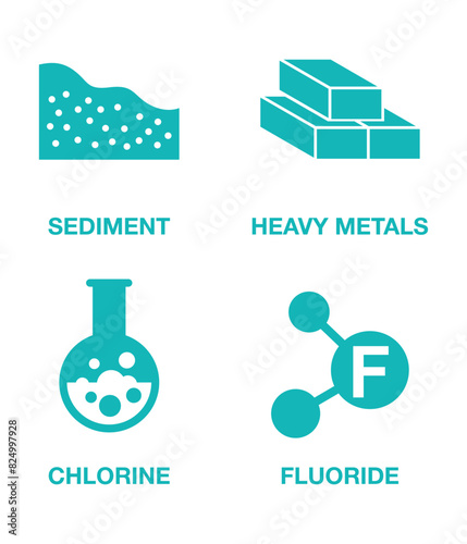 Water filter protective properties flat icons © Dmitry Kovalchuk