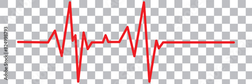 Heartbeat red line icon. EKG and cardio symbol. Vector illustration isolated on white background