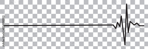 Last heart rate jump banner. Red straight line of death after cardiac arrest on cardiogram cardiac arrest after stroke and vector infarction photo