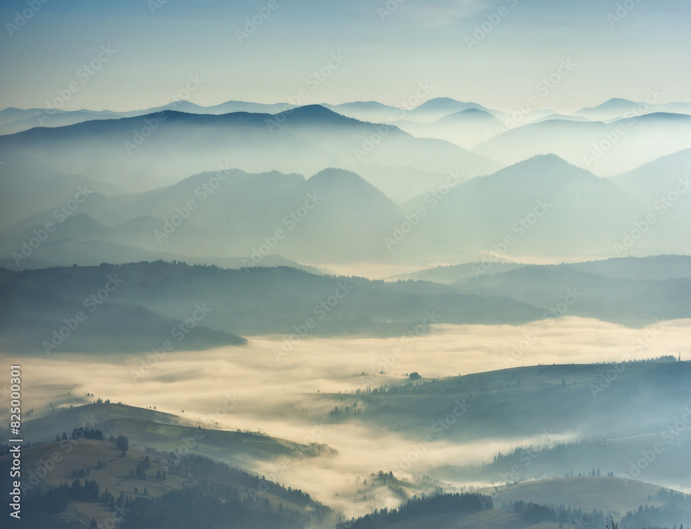 silhouettes of morning mountains. foggy morning in the Carpathians. Mountain landscape
silhouettes of morning mountains. foggy morning in the Carpathians. Mountain landscape