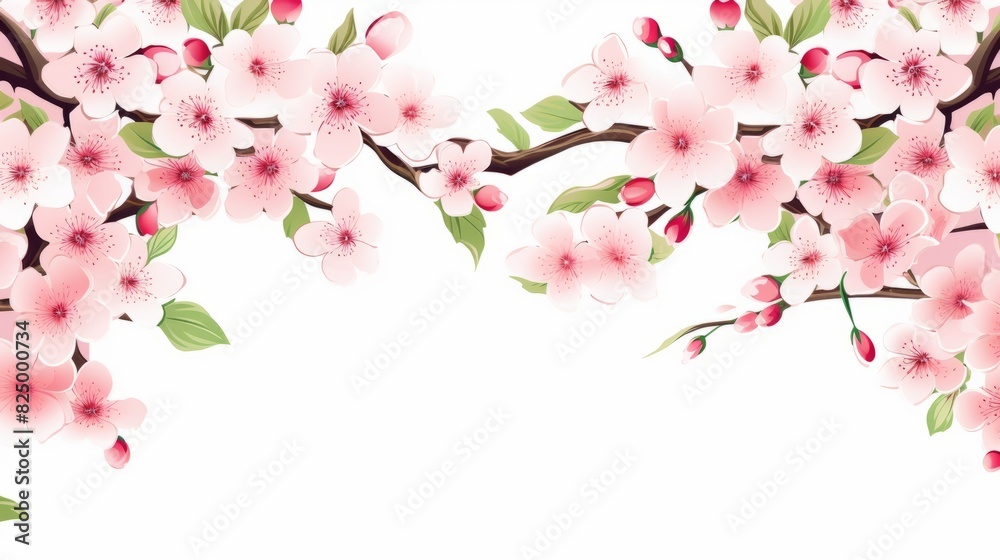 Frame of Sakura Cherry Blossoms Spring flower of Japan white background Frame of Sakura Cherry Blossoms Spring flower of Japan white background