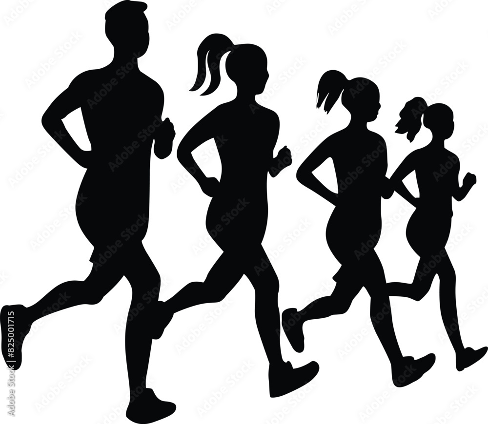 Fototapeta premium Group running silhouette vector