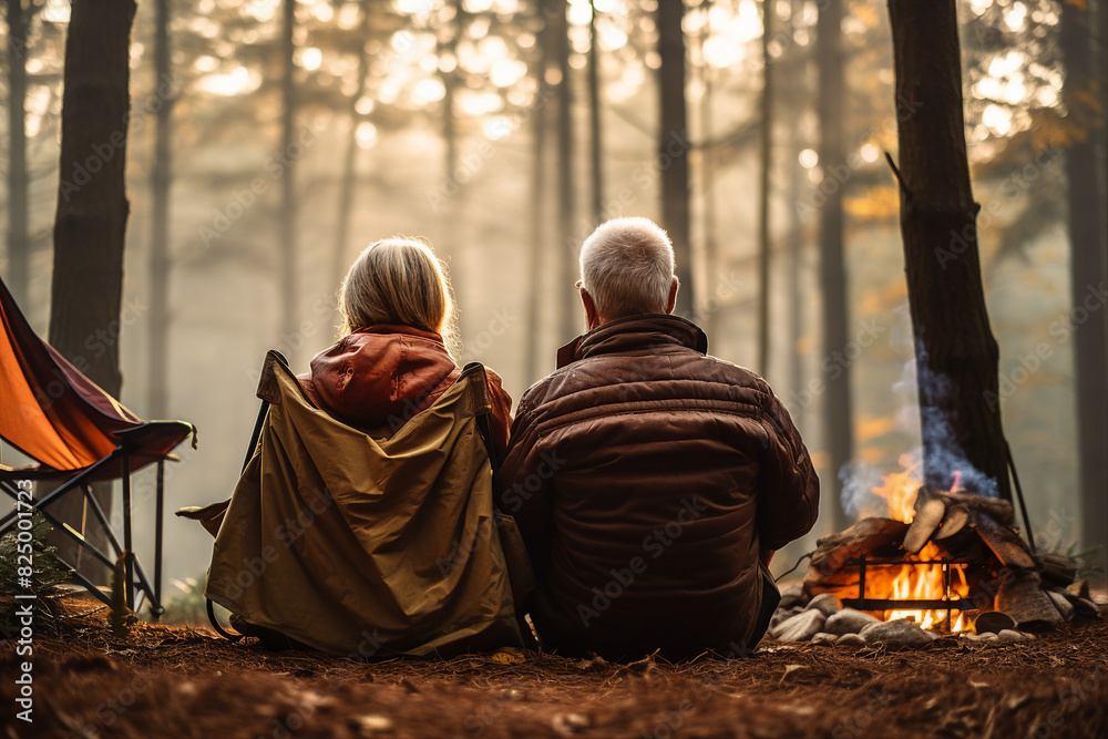 Fototapeta premium Middle aged couple enjoying harmony peaceful weekend generative AI portrait