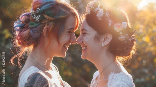 couple in kissing in park photo