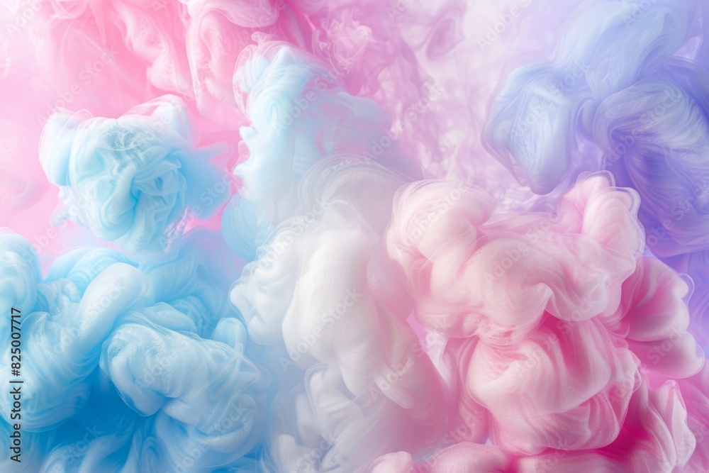 Fototapeta premium Colorful cotton candy in soft pastel color background. Generative AI