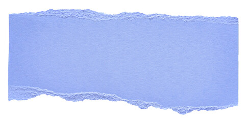 Isolated cut out torn piece of blank blue paper note cardboard with texture and copy space for text, transparent png background design element
