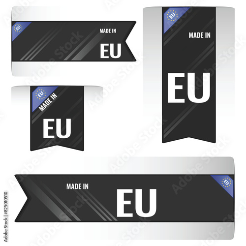 Set of Made in EU labels, signs. Modern European Union made in stamp