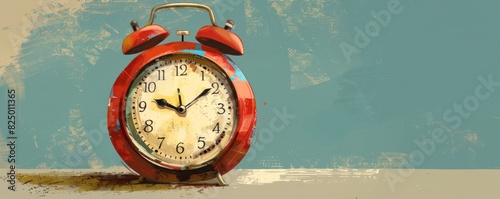 Illustration of a classic alarm clock with a retro design.