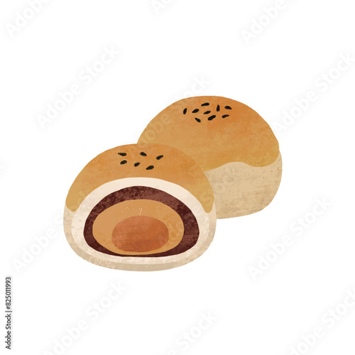 Mid-autumn moon cake illustration material. Translation: Chinese autumn moon festival dessert