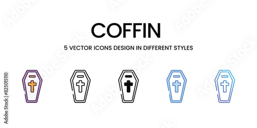 Coffin icons vector set stock illustration.