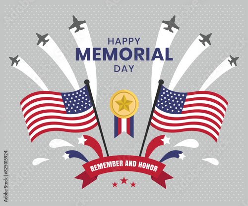 Hand-drawn usa memorial day illustration