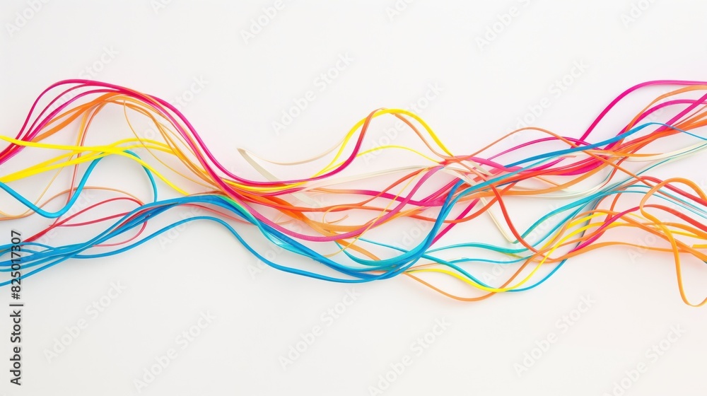 Obraz premium Multicolored wires on a white background. Generative AI