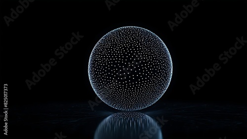 A glowing white holographic sphere on a black background. Perfect for modern design and technology projects