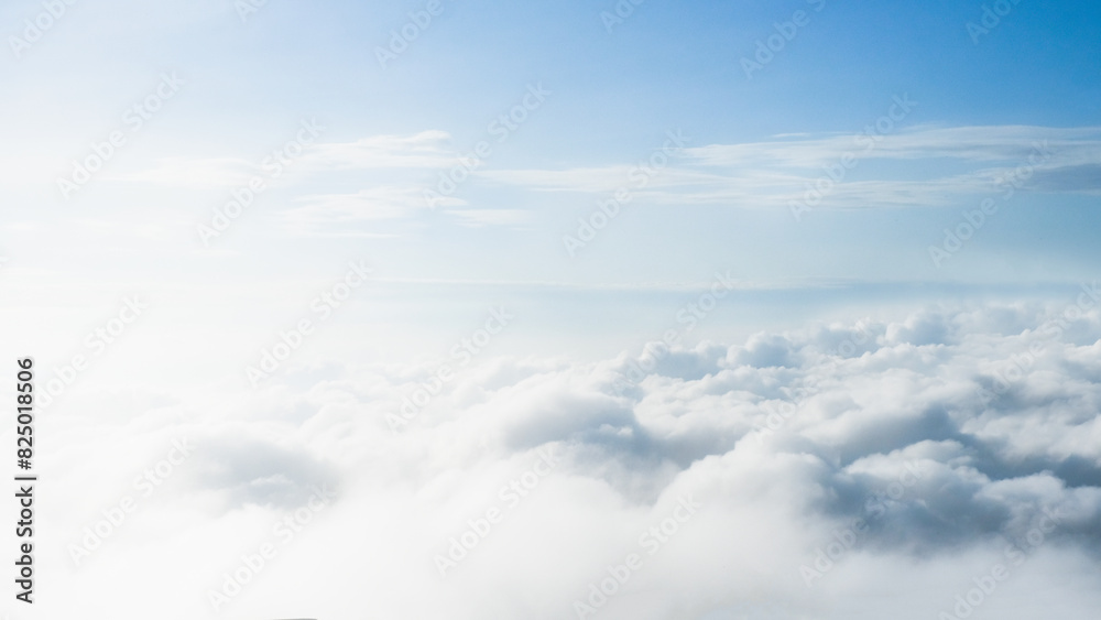 Large group white clouds and soft sunlight with clear sky background and good weather day, Nature view large cloudscape on the plane Large group white clouds and soft sunlight with clear sky background and good weather day, Nature view large cloudscape on the plane