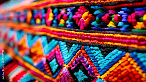 Andean Tapestry: A Close-Up of Vibrant Peruvian Textiles © Ahsan Ali