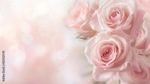 A soft pastel background with delicate roses, creating an elegant and romantic atmosphere for Valentine's Day or special events. Pastels and roses create a romantic border.