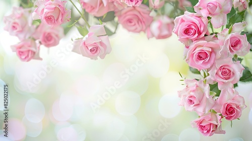 A soft pastel background with delicate roses  creating an elegant and romantic atmosphere for Valentine s Day or special events. Pastels and roses create a romantic border.