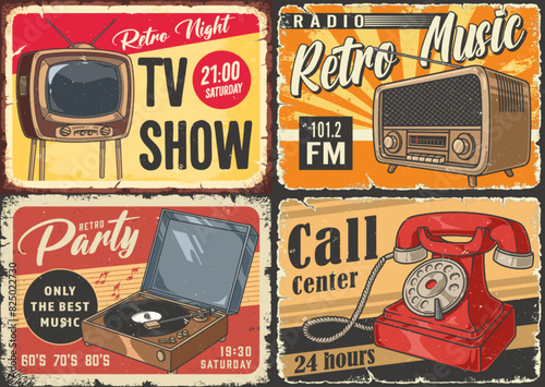 Retro home appliances set sticker